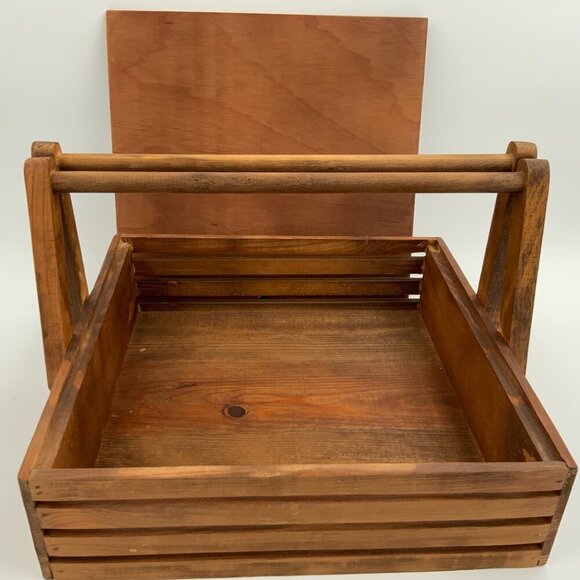 Handmade Vtg Folk Art Wood Sewing Box Carrying Case Hand Painted Cover - Picture 7 of 13